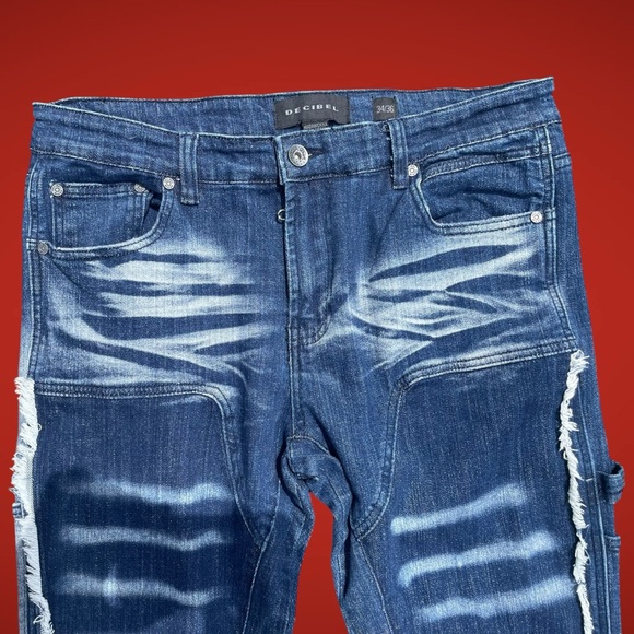 DECIBEL Jeans | Acid Wash | Distressed 
Men’s Sz 34/36 | Blue & White | Grunge - Picture 3 of 9